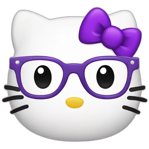 purple hello kitty with glasses emoji