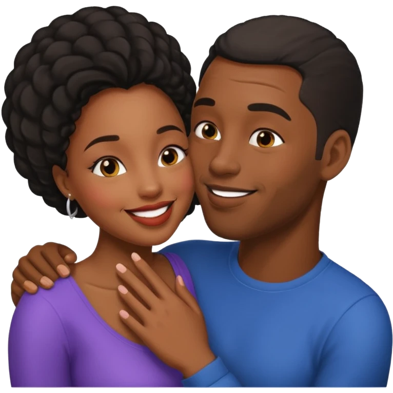 black boyfriend kissing black girl emoji