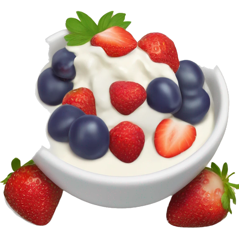 fruit yogurt bowl with strawberries and grapes emoji
