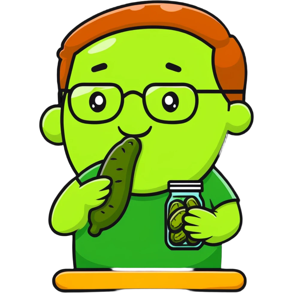 man with glasses eating a pickle emoji
