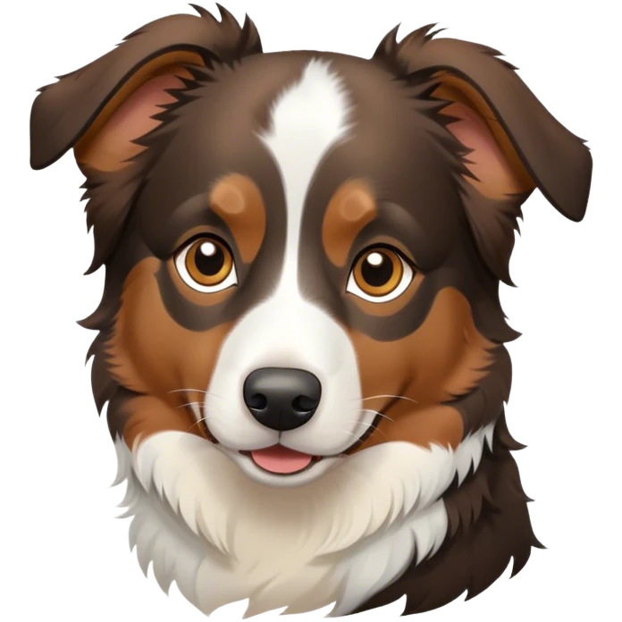 A black brown and white Australian shepherd emoji