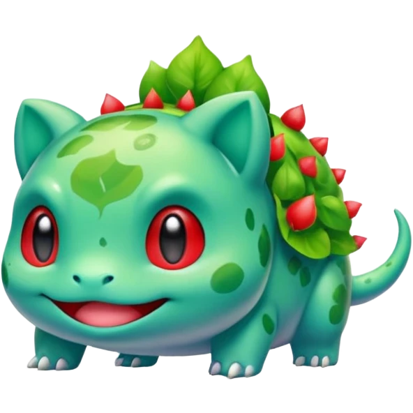 Bulbasaur as a colorful Rednote app emoji, bold and bright colors, modern app icon look, no music note emoji