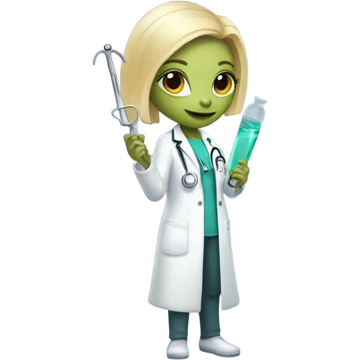 Reptilian alien woman, blonde, is a doctor emoji