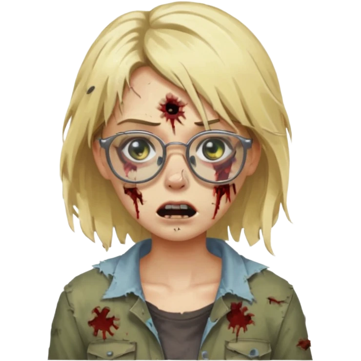 apple zombie emoji girl blonde with glasses emoji