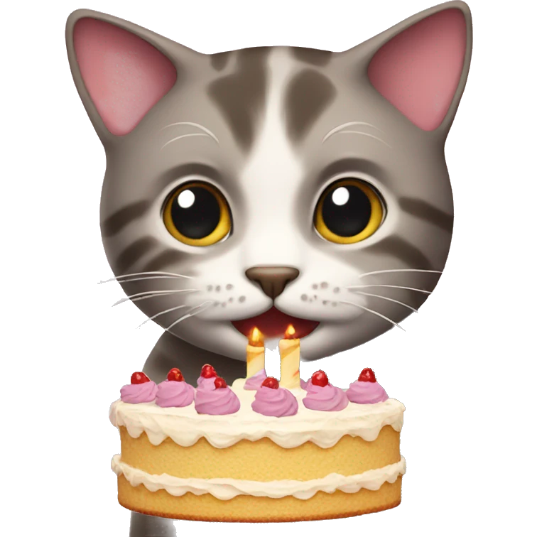 Cat with a cake emoji