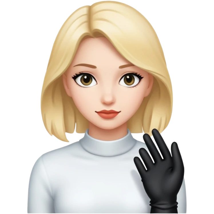 Girl only wearing black gloves emoji