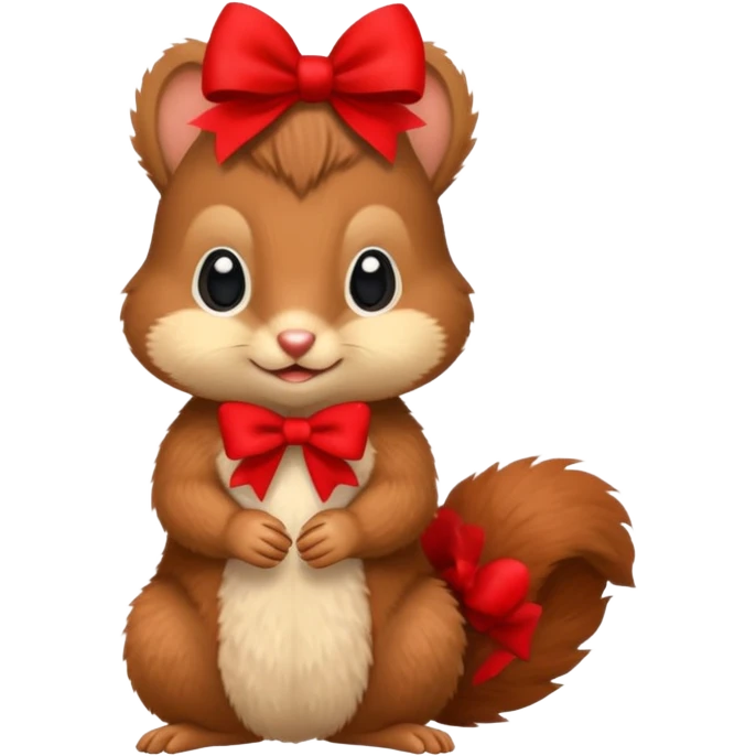 baby squirrel with a tiny red bow emoji