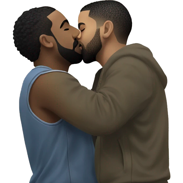 drake kissing kendrick lamar in the rain under a rainbow emoji