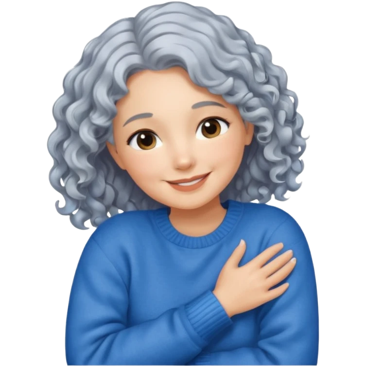 silver, wavy/curly hair chin-length lady giving hug and smiling emoji