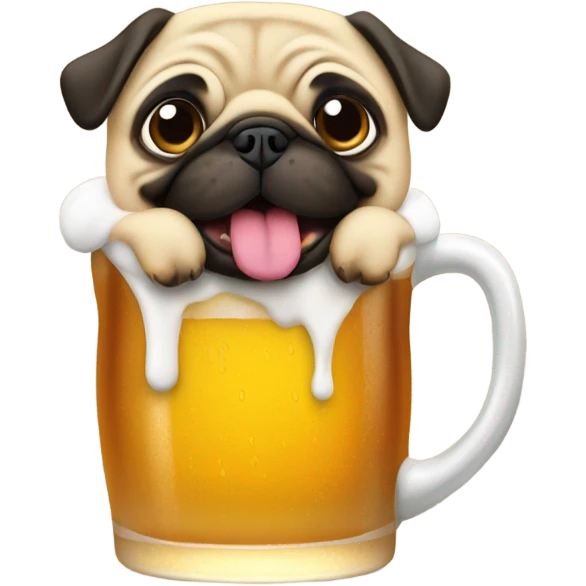 Pug drinking beer emoji