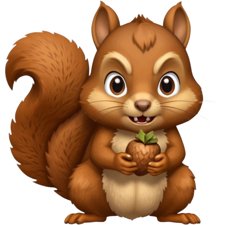 A realistic squirrel that’s mad eating a acorn  emoji