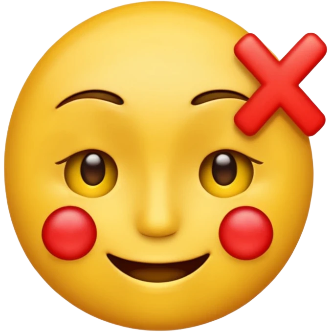 a emoji with its eyes closed, with a red X in its eyes emoji