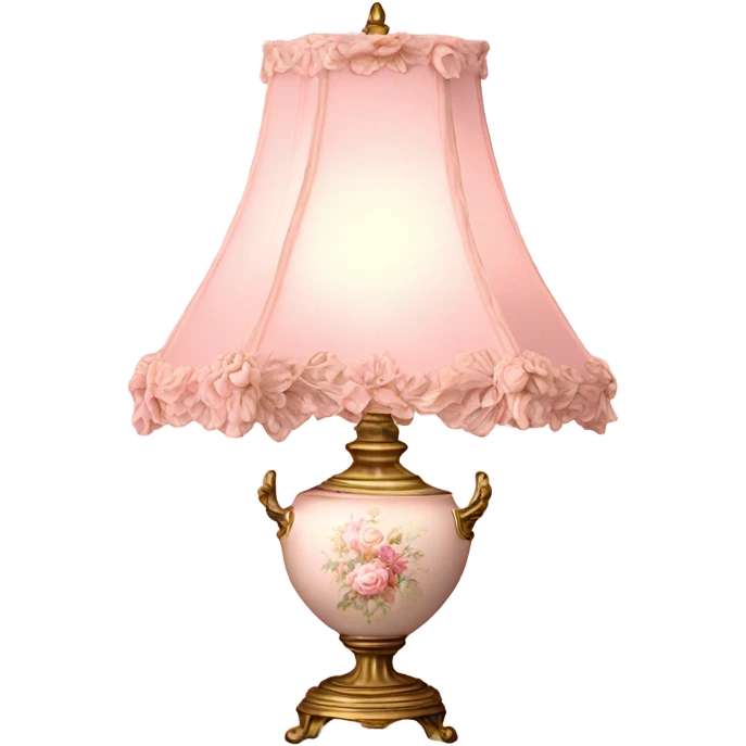 highly detailed vintage rococo light pink dainty floral lamp emoji