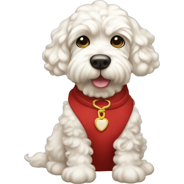 Girly red cockapoo in Snow White dress emoji