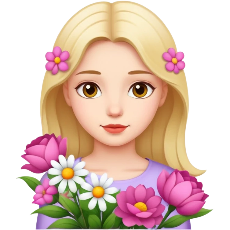 Girl with flowers  emoji