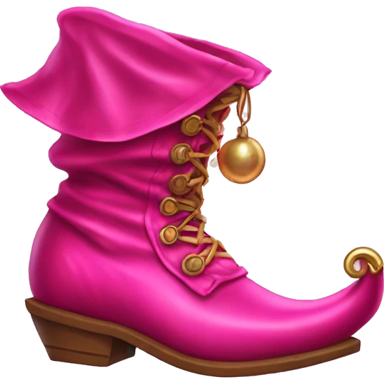 Realistic isolated hot pink elf boots with bells. emoji