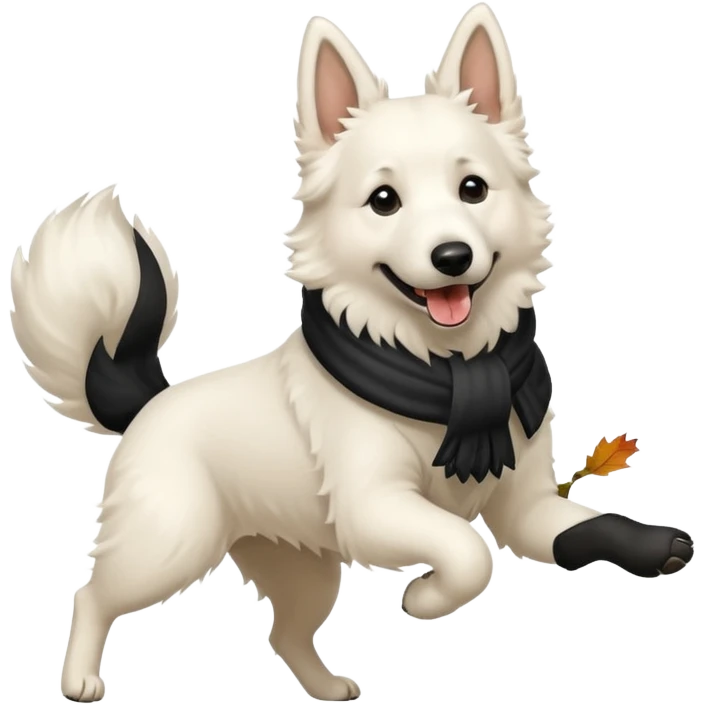 White belgian Shepard Dancing in the fall emoji