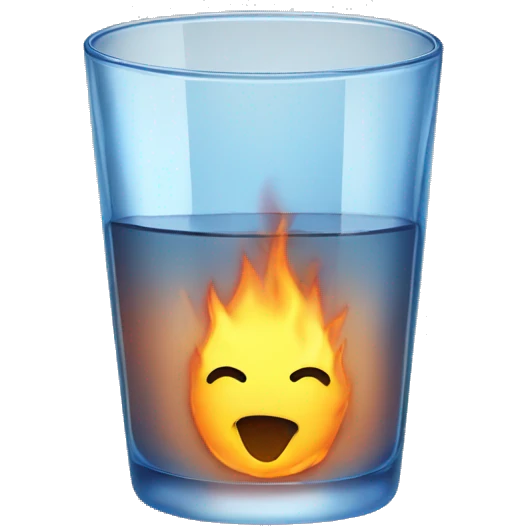 A water glass is burning emoji