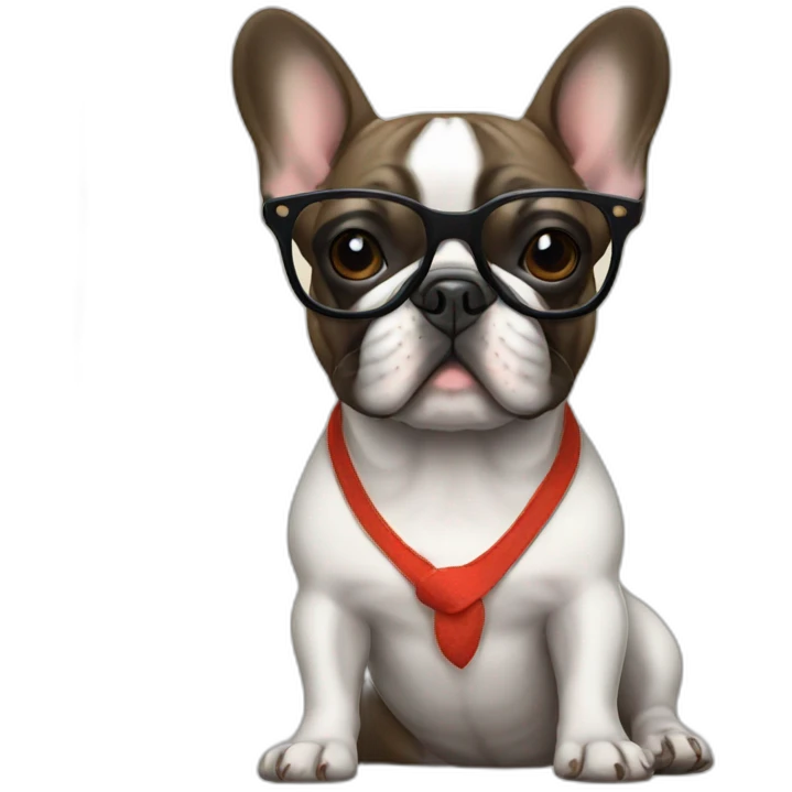 French bulldog with glasses emoji
