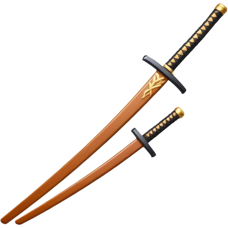 samurai training wooden sword object icon, traditional bokken, smooth polished wood, katana shape, simple guard, 3D cartoon, mobile game icon style, centered, clean background, soft shadow, no text, no watermark
 emoji