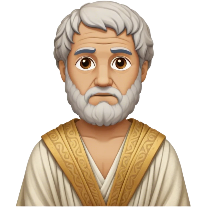 Cinematic Realistic portrait of Aristotle the philosopher, depicted as a wise, contemplative figure in detailed ancient Greek attire, with a textured draped robe and thoughtful expression, bathed in soft classical lighting that highlights his timeless intellect. emoji
