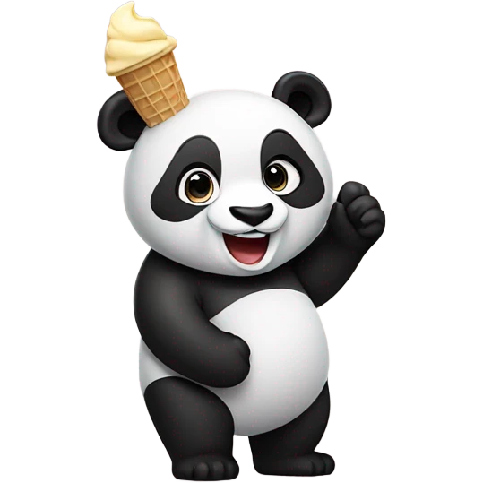 Panda eating ice cream saying hi emoji