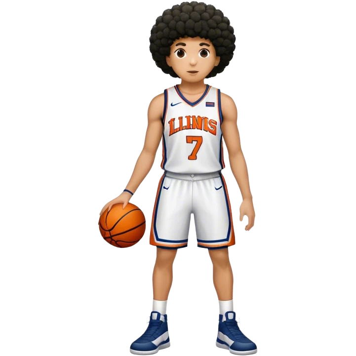 Illinois basketball #7 mulatto with short Afro full body shot emoji