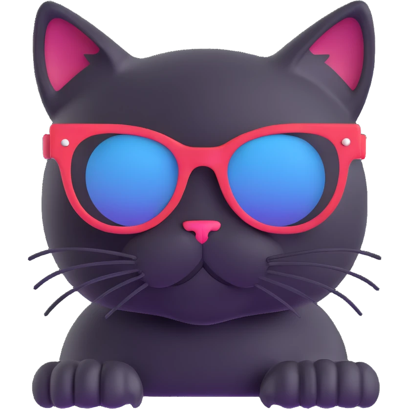 black cat wearing sunglasses emoji