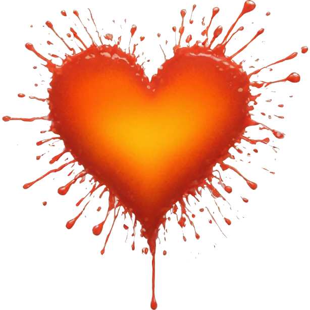 splattered paint heart glowing red-orange warmth emoji