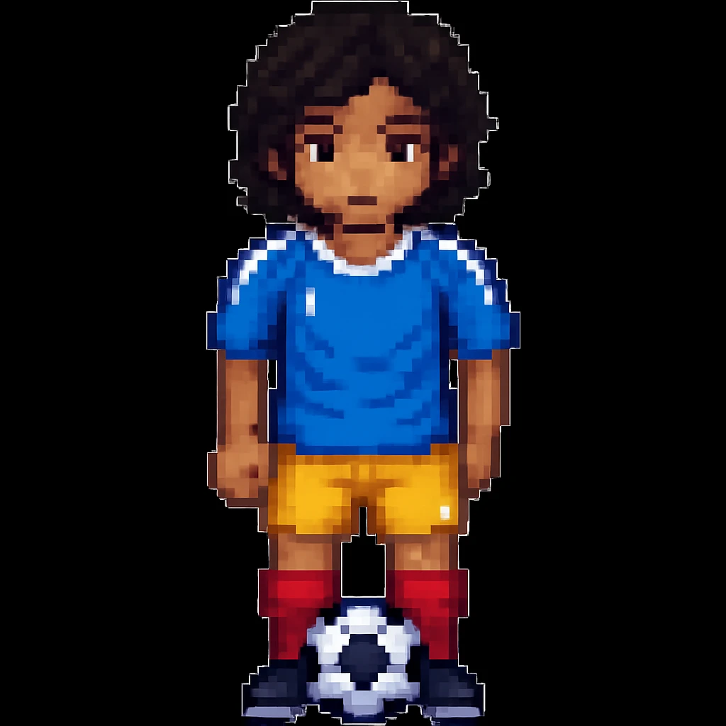 A soccer player in Pixel Art style with different colors emoji