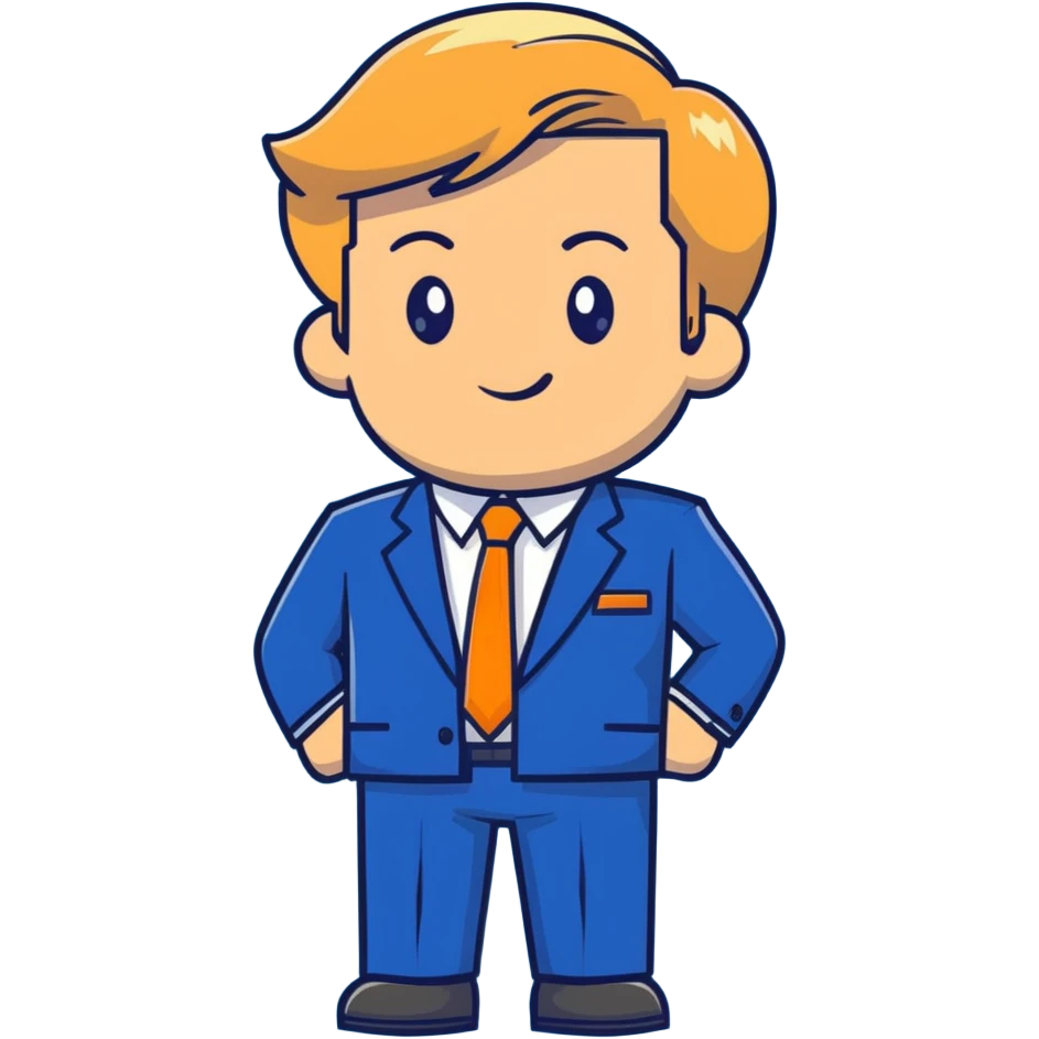 businessman with blonde hair and blue suit emoji