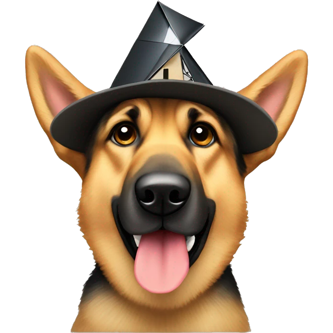 German Shepard with windmill hat emoji