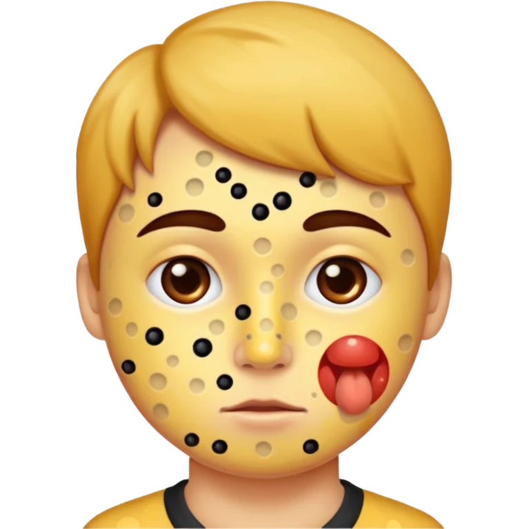 person with chicken pox dots on their face emoji