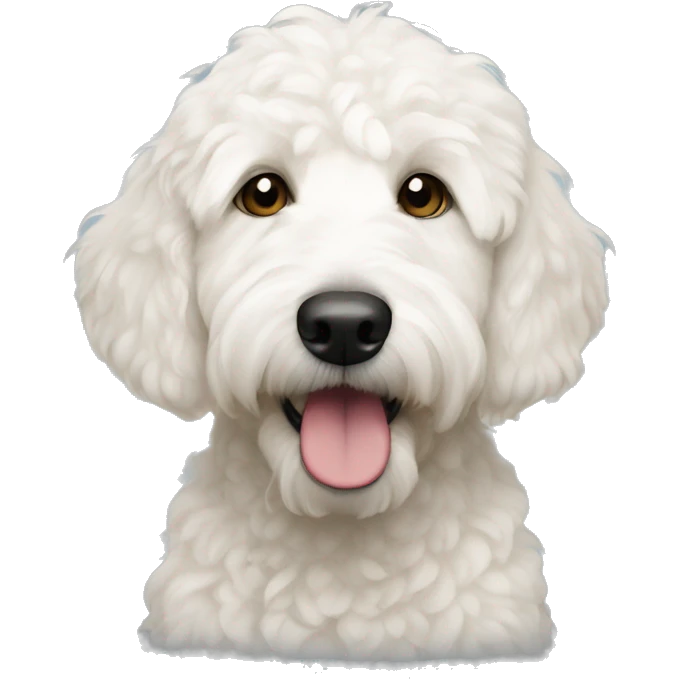 White mini golden doodle side eye emoji