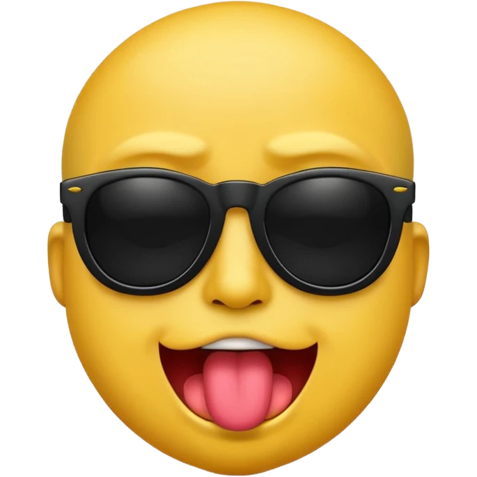 arrogant emoji wearing dark sunglasses sticking its tongue out emoji