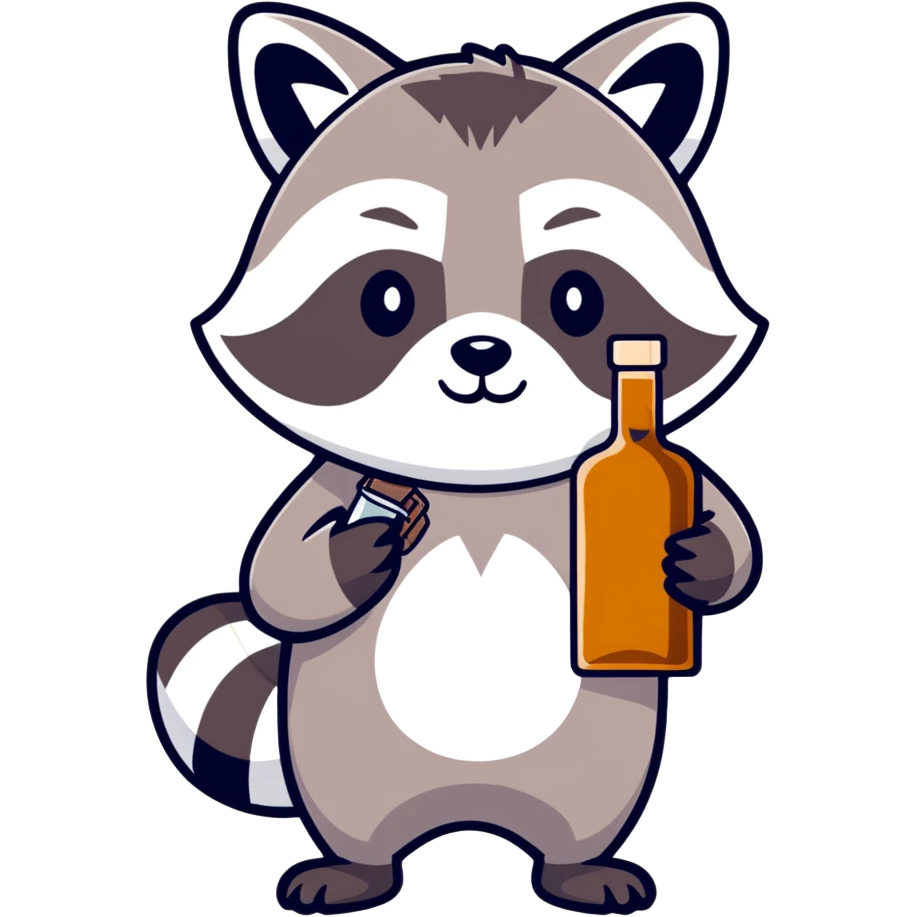 Raccoon with whiskey  emoji