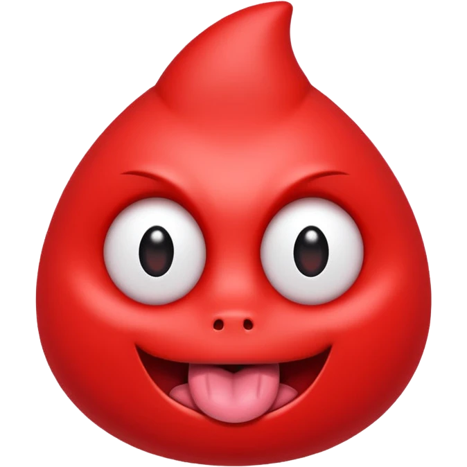 ohm red character shiny eyes tongue out emoji