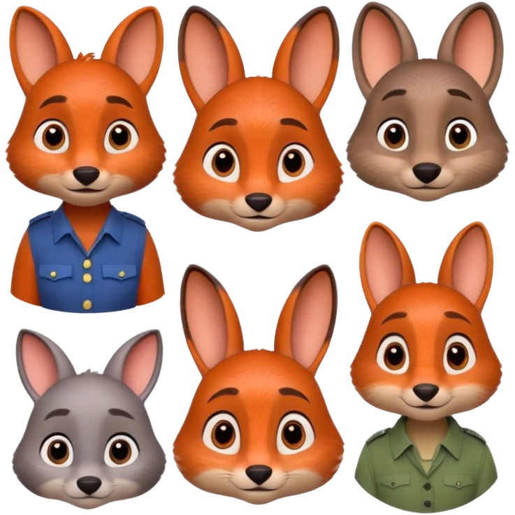 Personajes do zootopia emoji