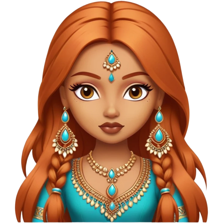 pretty bratz baddie, copper hair, light skin, desi indian style emoji