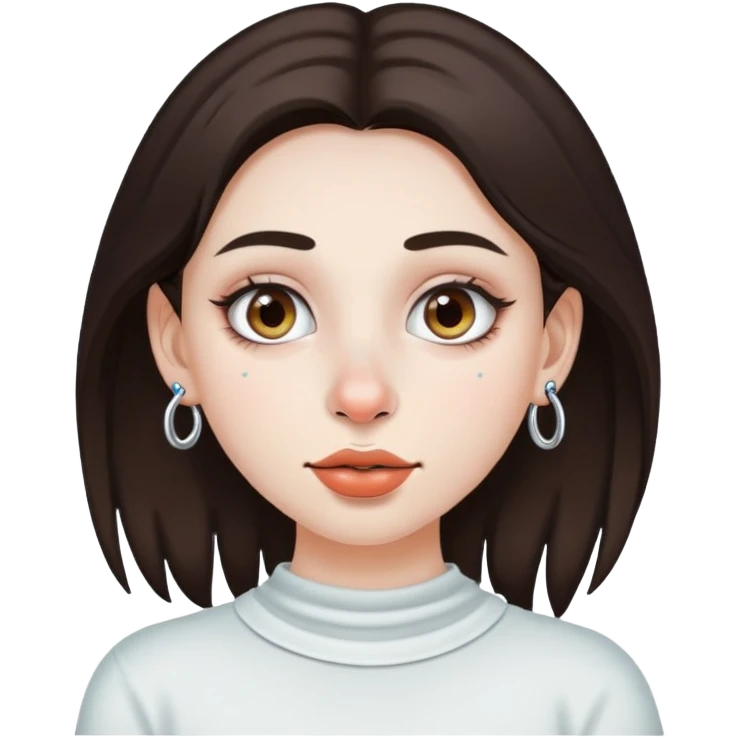 brunette girl with white skin and nose ring pearcing  emoji