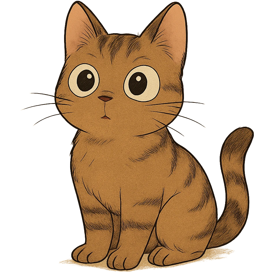 a curious cat with big expressive eyes, ghibli style emoji