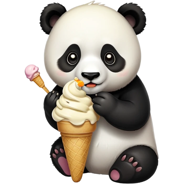 Panda eating ice cream emoji