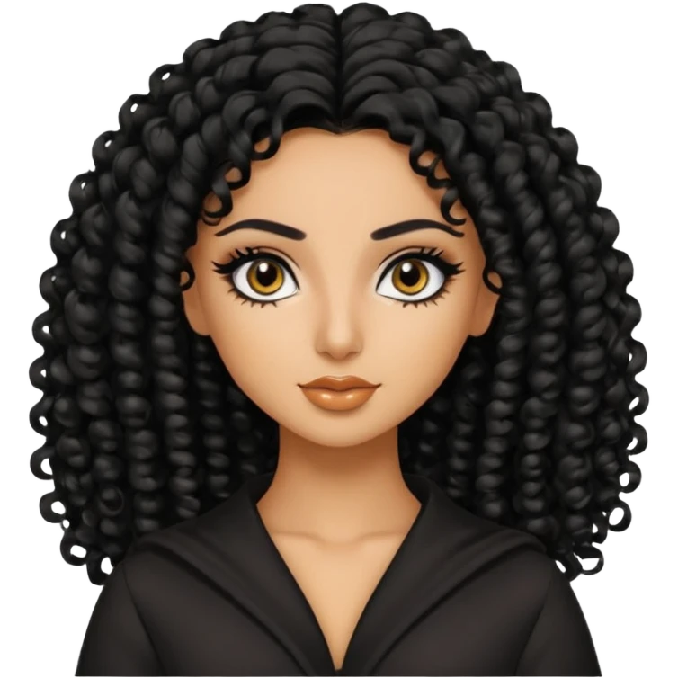 Saudi beauty, pretty bratz baddie, black eyeliner, curly hair emoji