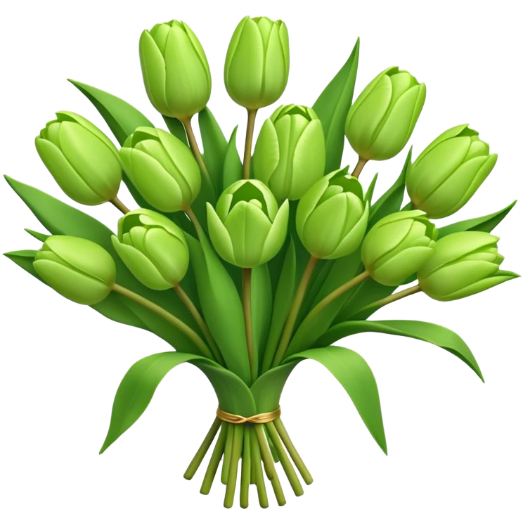 bouquet  ligtht green Tulip, luxuriant, stem, leaf, bud emoji