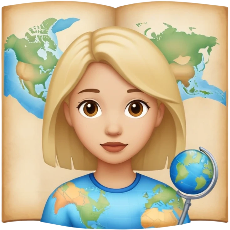 Girl with geography map emoji