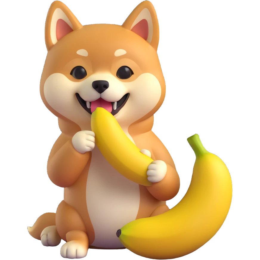 shiba inu eating banana emoji