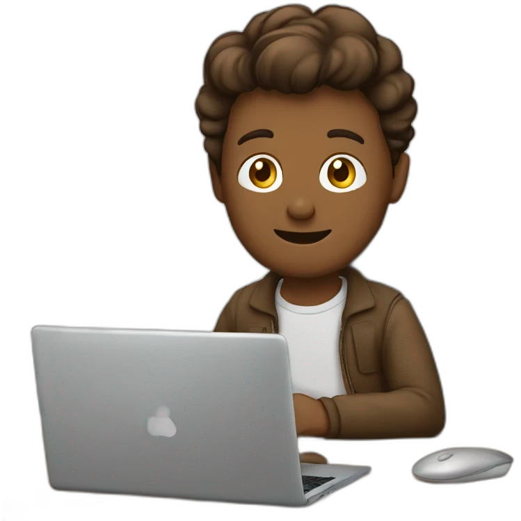 Homme brun devant un ordinateur emoji