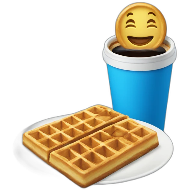 Blue bottle coffee and a waffle emoji