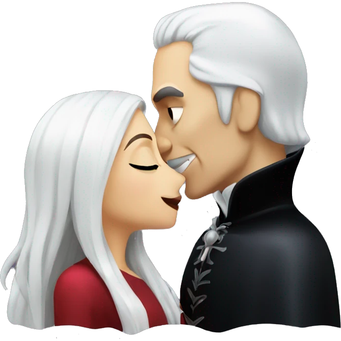 Dracula kissing girl with white hair emoji
