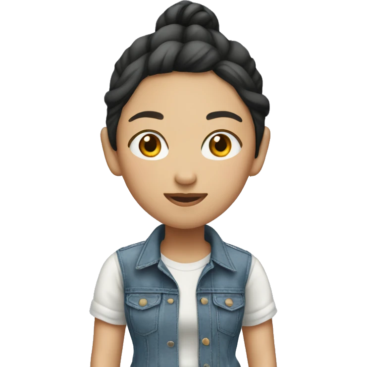 Asian girl wearing baggy jean pants  emoji